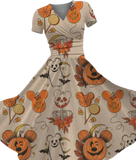 *PREORDERS ARRIVING BY OCTOBER* WOMEN'S VINTAGE HALLOWEEN SWEETS PRINT MAXI DRESS