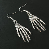 Halloween Vintage Carved Skull Skeleton Hands Earrings