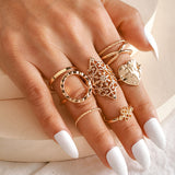 Vintage Popular Lotus Snake-Shaped Ring 8-Piece Diamond Set Ring Jewelry