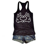 Cute Two-handed Love Printed Vest Women Sleeveless T-shirt