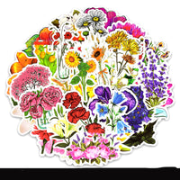 50 Flowers Blooming Element Doodle Stickers