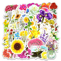 50 Flowers Blooming Element Doodle Stickers