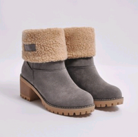 Mid-Tube Thick Heel Suede Snow Boots