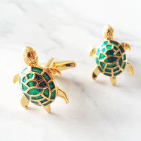 Enamel turtle cufflinks