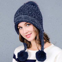 Tide autumn and winter plus velvet warm knitted hat ear protection hat