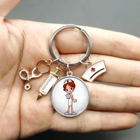 Injector Stethoscope Nurse Key Chain Doctor Nurse Key Ring Gift Cross Border