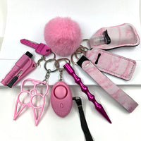 Custom Personal Safety Survival Women Alarm Window Breaker Set Girl Self Defense Keychain