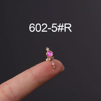 Stainless Steel Inlaid Colorful Zircon Screw Ball Fine Pin Earrings