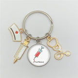 Injector Stethoscope Nurse Key Chain Doctor Nurse Key Ring Gift Cross Border