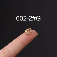 Stainless Steel Inlaid Colorful Zircon Screw Ball Fine Pin Earrings