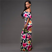 Women's Clothes Hot-selling Off-neck Printed Ruffled Dress Tube Top Dress