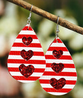 Leather Earrings Set Valentine's Day Heart Pu Leather