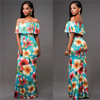 Women's Clothes Hot-selling Off-neck Printed Ruffled Dress Tube Top Dress