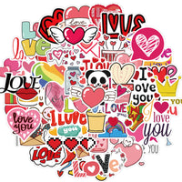 50 Valentine's Day Stickers Heart Suitcase