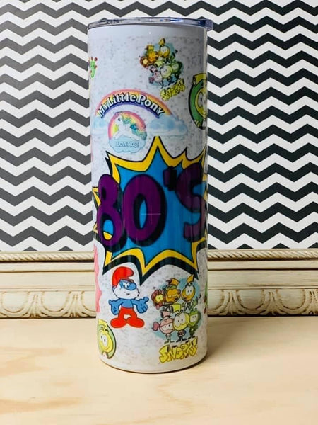 Born in the 80's Cartoons 20oz Sublimation Tumbler