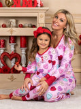 Valentines Day Love Print Casual Home Pajamas Parent Child Set