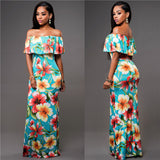 Women's Clothes Hot-selling Off-neck Printed Ruffled Dress Tube Top Dress