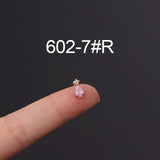 Stainless Steel Inlaid Colorful Zircon Screw Ball Fine Pin Earrings