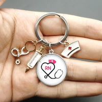 Injector Stethoscope Nurse Key Chain Doctor Nurse Key Ring Gift Cross Border