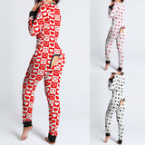 Printed Valentine's Day Long Sleeve Home Wear Jumpsuit