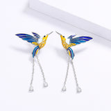 Hummingbird Earrings Epoxy Colored Animal Elements Bird Country Style Female Earrings