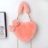 Love Bags Soft Plush Handbags Women Valentine's Day Party Bag