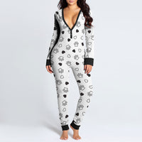 Printed Valentine's Day Long Sleeve Home Wear Jumpsuit