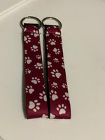 Burgundy Paw Print Key Fobs