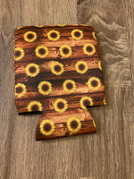 Woodgrain Sunflower Can Cooler