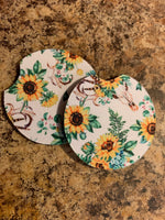 Bull Skull Sunflower Car Coasters