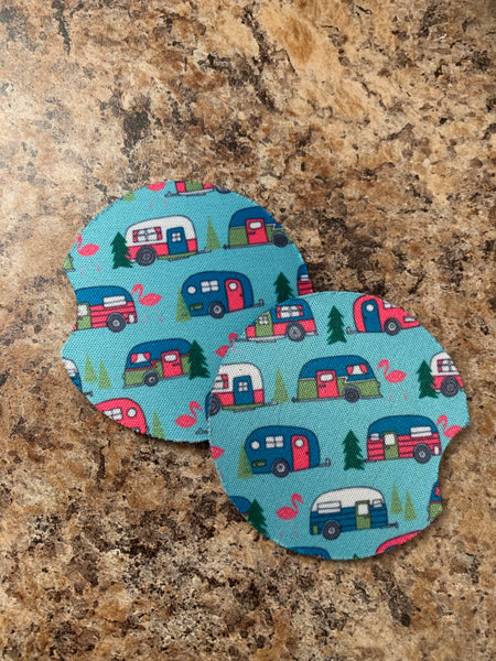 RV Camper Blue Car Coasters