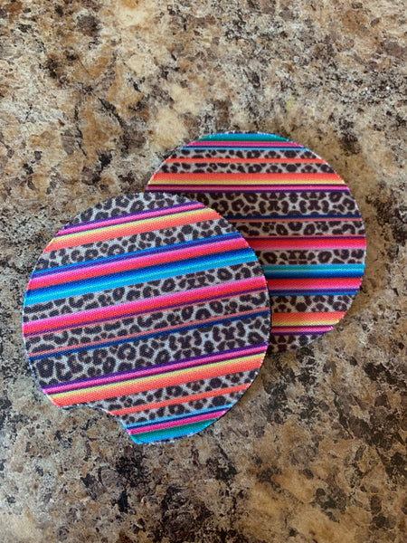 Serape Leopard Car Coasters