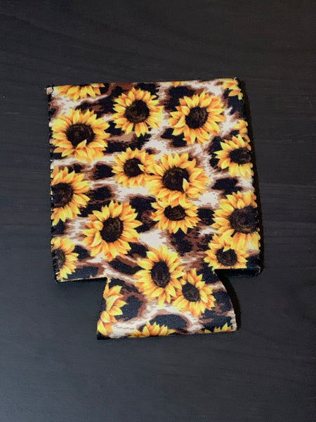 Sunflower Leopard Can Cooler