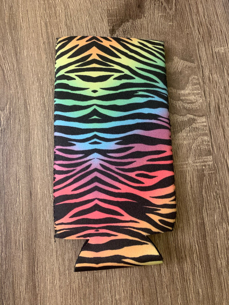 Bright Zebra Slim Can Cooler